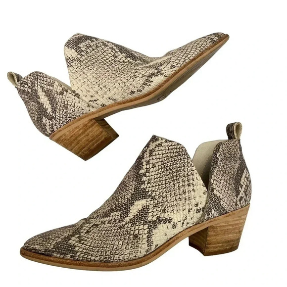 Dolce Vita Sonni Ankle Boots Snake Print Booties Block Heel Slip On Size 6.5 - Picture 4 of 10